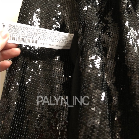 ❤️NWT ZARA SEQUIN SKIRT FRINGED ELASTIC WAIST - Picture 7 of 8
